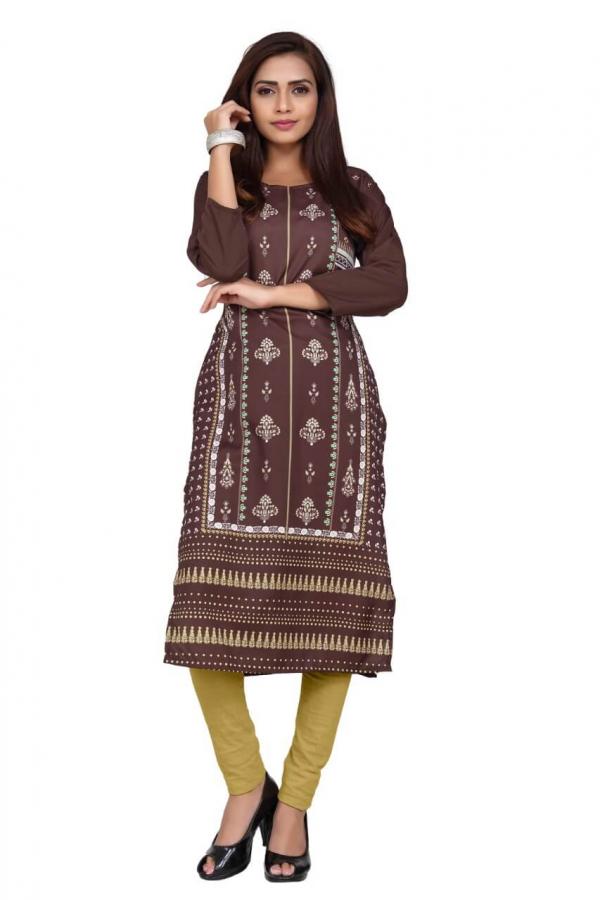 Crepe 5 Fancy Crepe Printed Kurti Catalogue